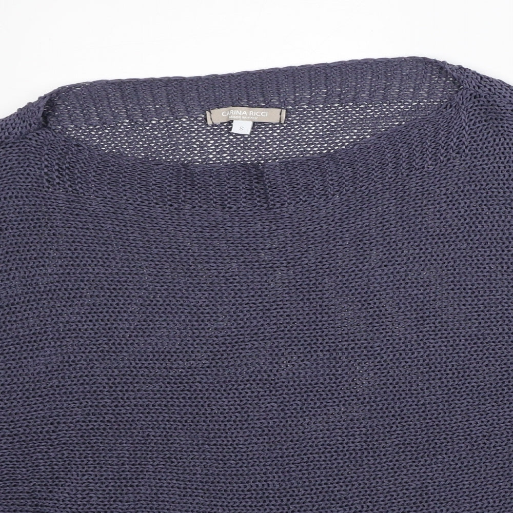 Carina Ricci Womens Purple Round Neck Acrylic Cape Jumper Size S