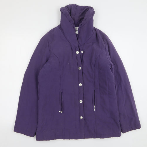 Elegance Womens Purple Overcoat Coat Size 10