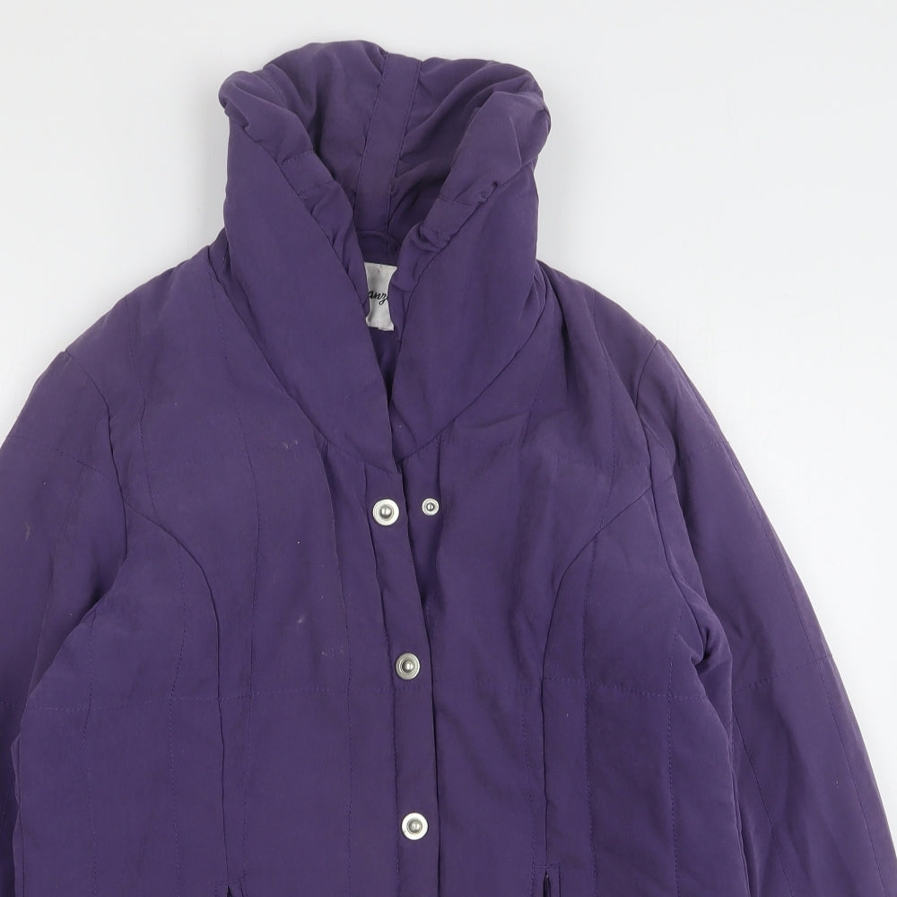 Elegance Womens Purple Overcoat Coat Size 10