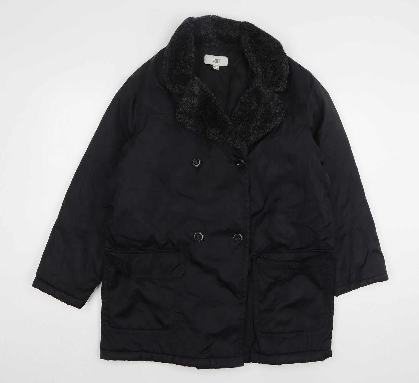 Alibi Womens Black Overcoat Coat Size 12