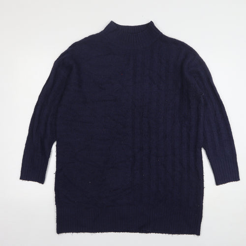 George Womens Blue High Neck Acrylic Pullover Jumper Size M