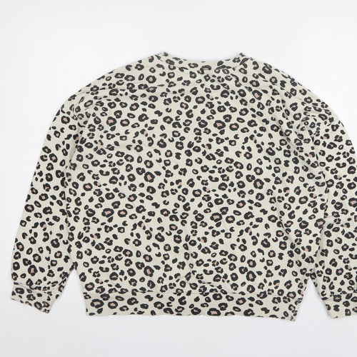 F&F Womens Beige Animal Print Cotton Pullover Sweatshirt Size 10