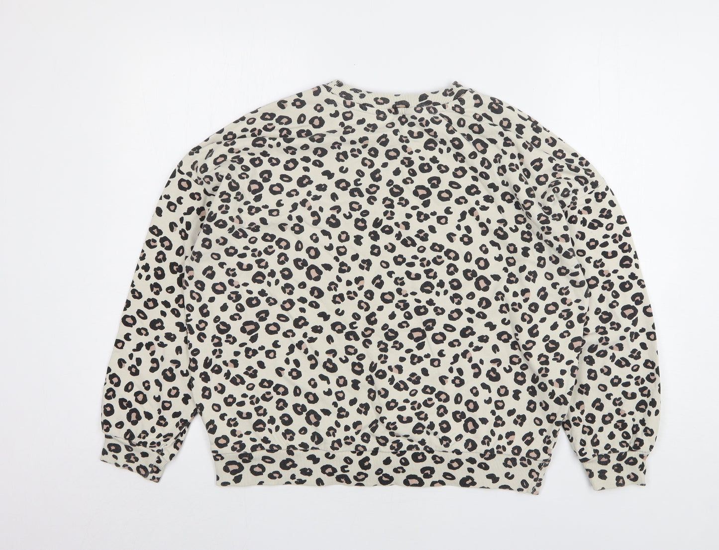 F&F Womens Beige Animal Print Cotton Pullover Sweatshirt Size 10