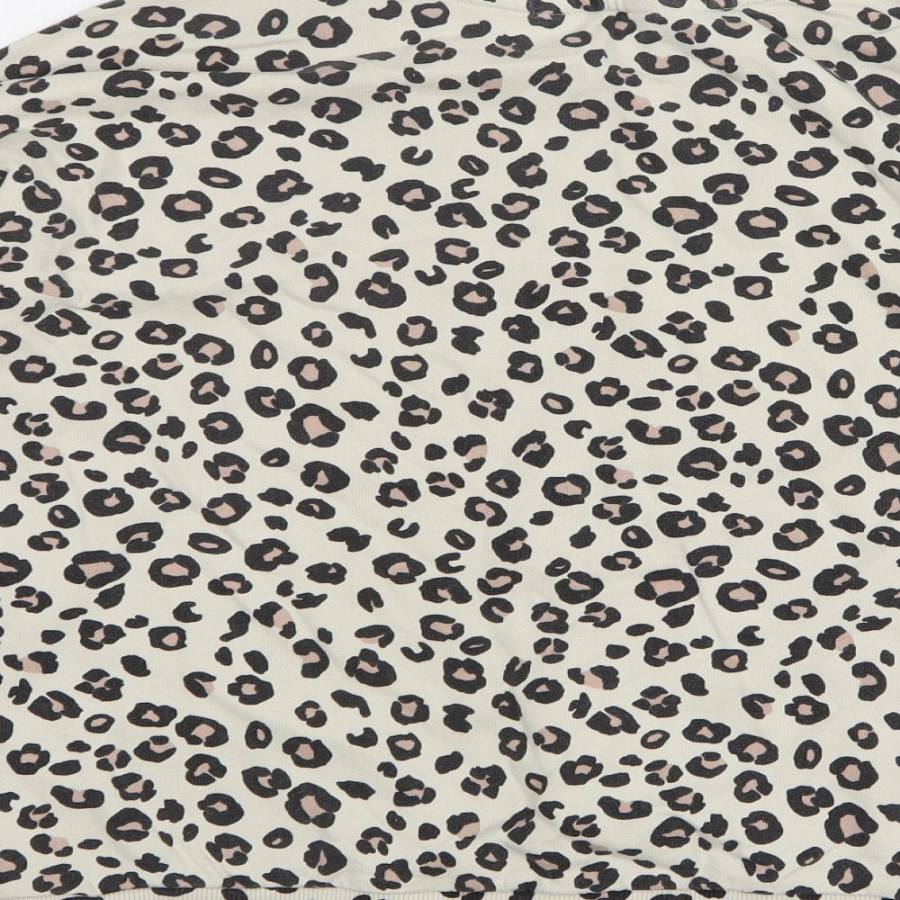 F&F Womens Beige Animal Print Cotton Pullover Sweatshirt Size 10