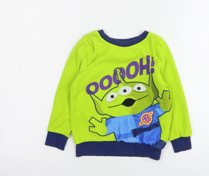 Disney Boys Green Round Neck Polyester Pullover Jumper Size 3 Years - Toy Story