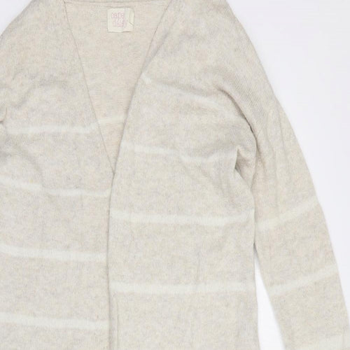Cape Daisy Womens Beige V-Neck Striped Cotton Cardigan Jumper Size XS