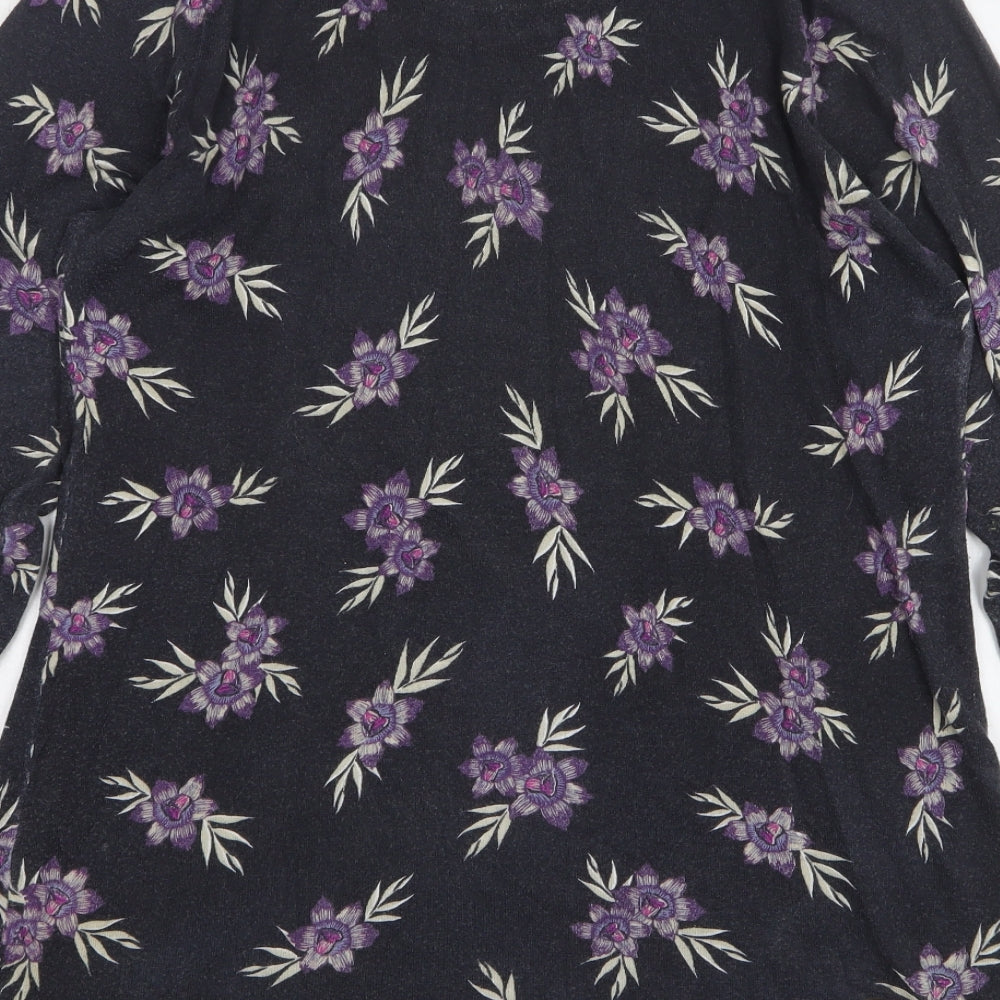 NEXT Womens Blue Floral Cotton Jumper Dress Size 16 Round Neck
