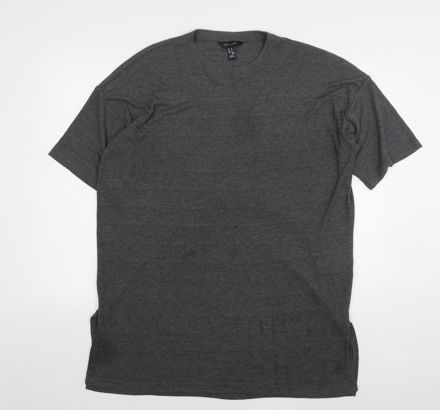New Look Womens Grey Polyester T-Shirt Dress Size 16 Round Neck