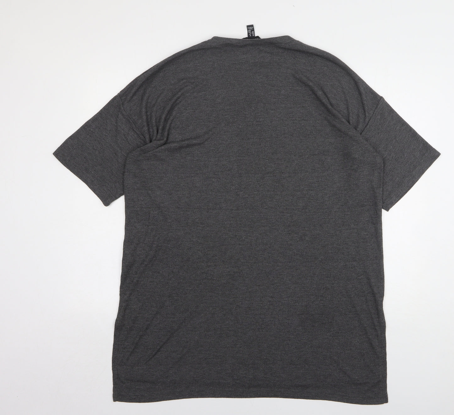 New Look Womens Grey Polyester T-Shirt Dress Size 16 Round Neck