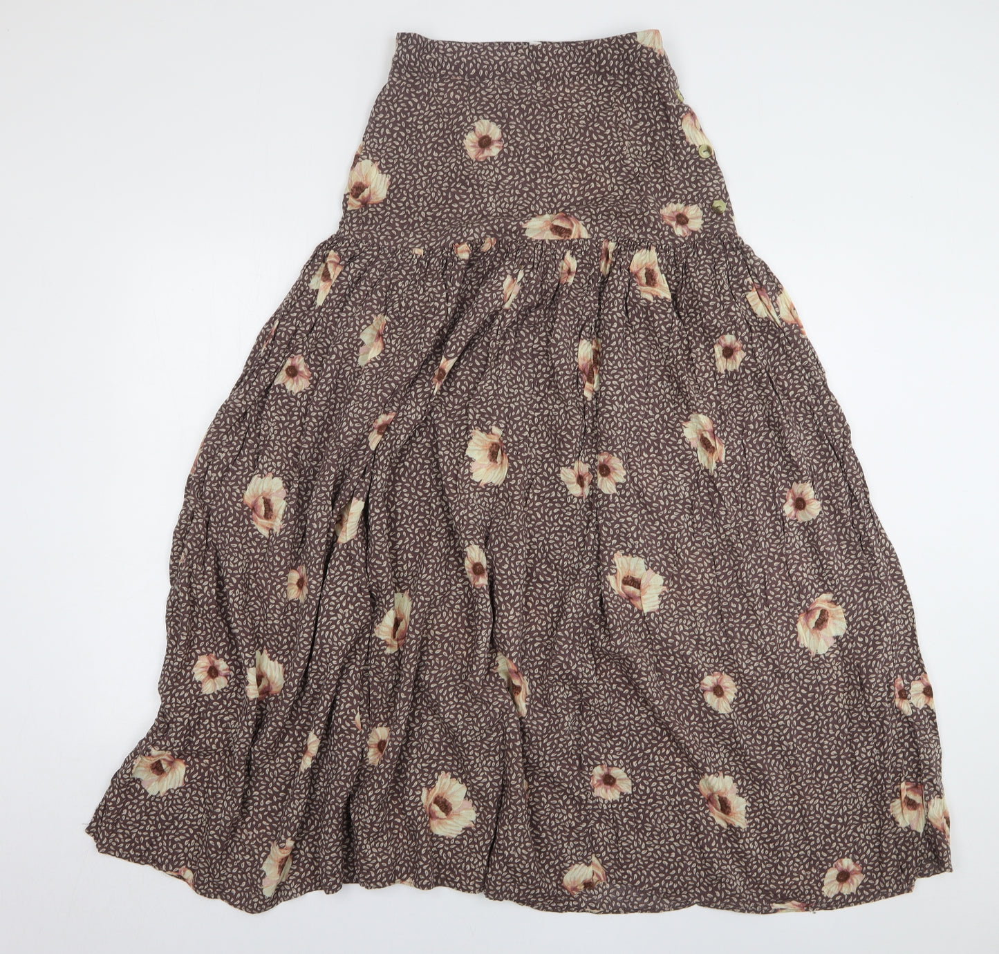 H&M Womens Brown Floral Lyocell A-Line Skirt Size 8