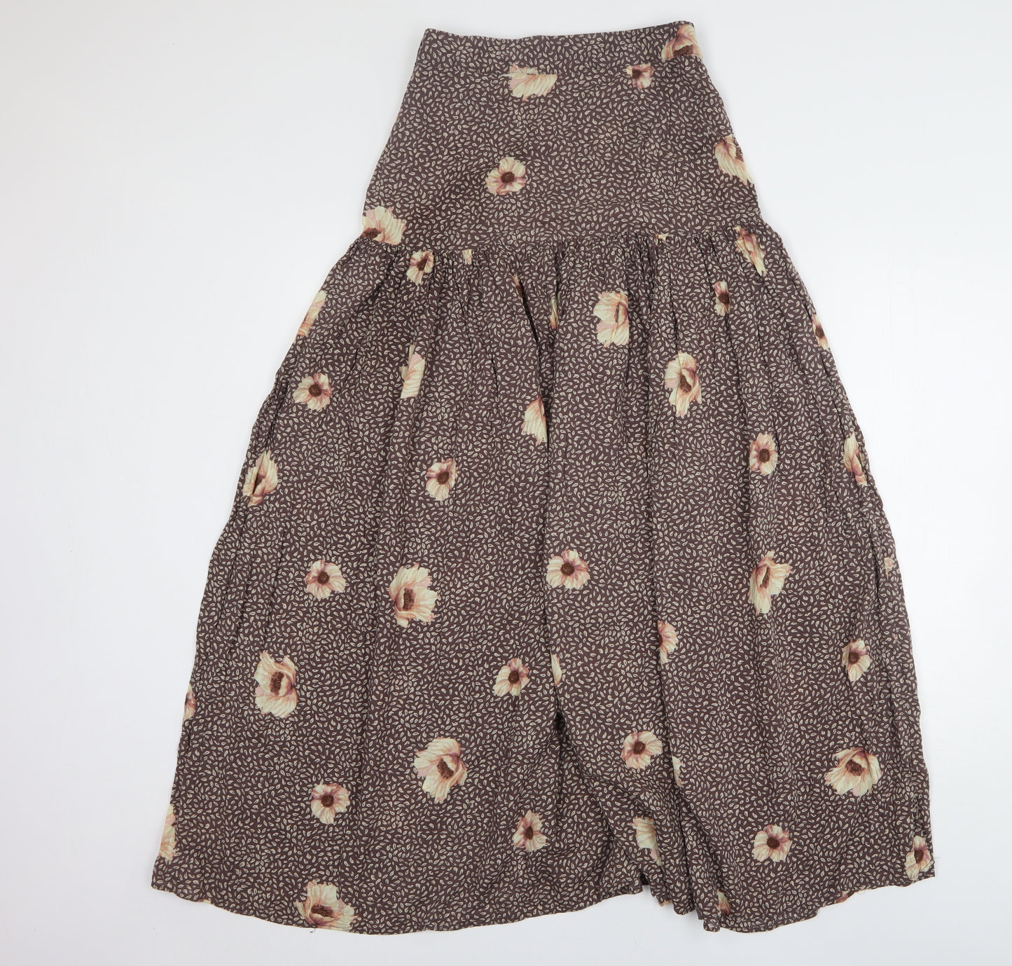 H&M Womens Brown Floral Lyocell A-Line Skirt Size 8