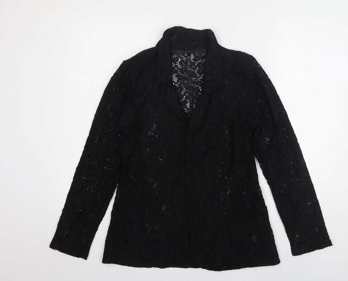 NEXT Womens Black Floral Polyester Jacket Blazer Size 12