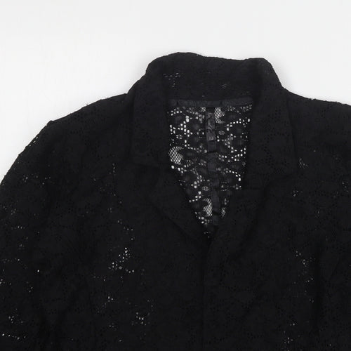 NEXT Womens Black Floral Polyester Jacket Blazer Size 12