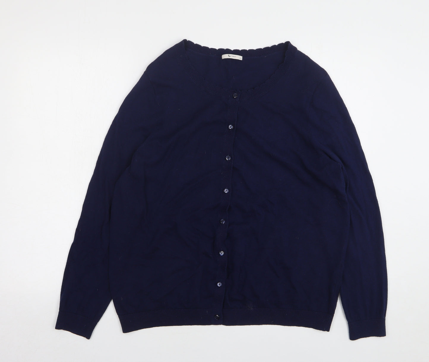 TU Womens Blue Round Neck Cotton Cardigan Jumper Size 22
