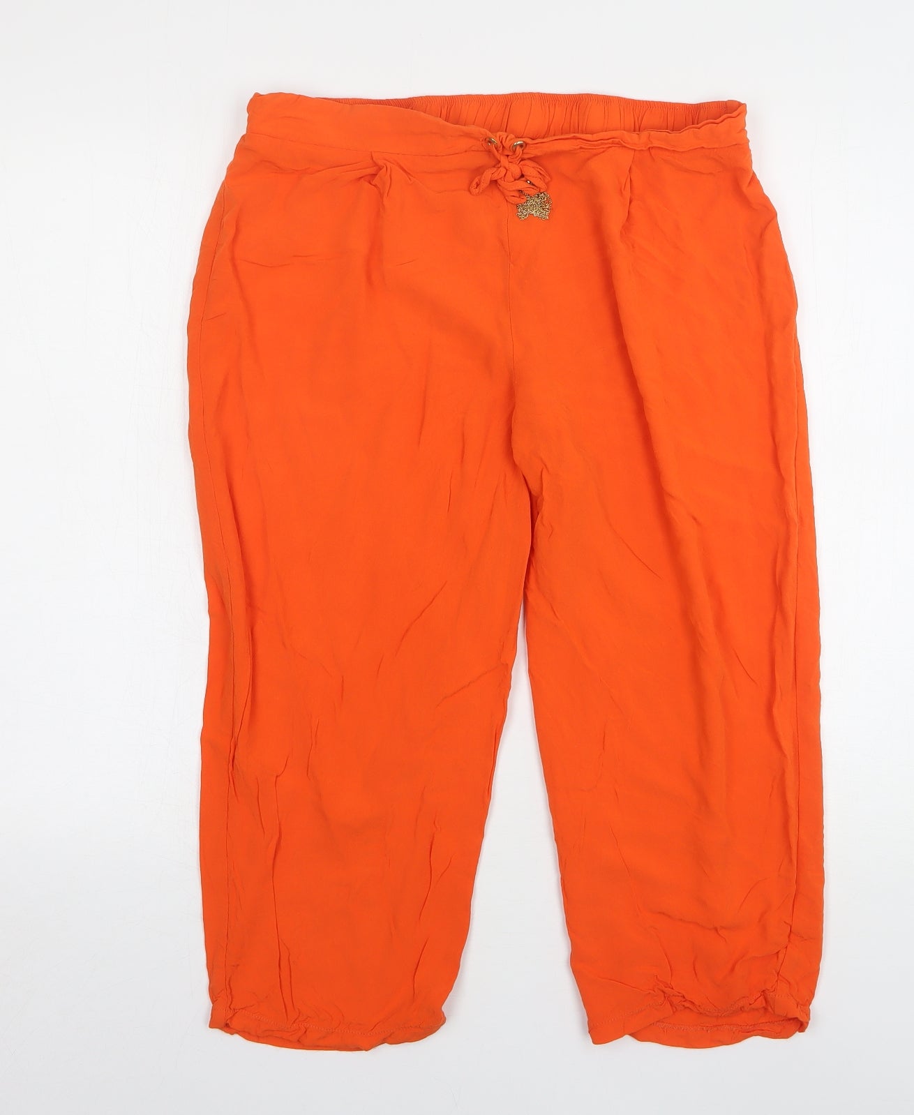George Womens Orange Viscose Pedal Pusher Trousers Size 14 L21 in Regular