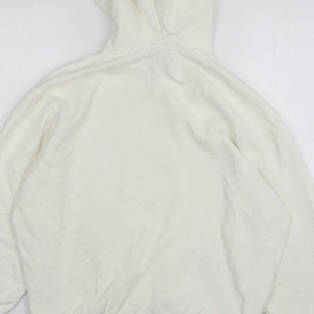 COLLUSION Womens White Cotton Pullover Hoodie Size S
