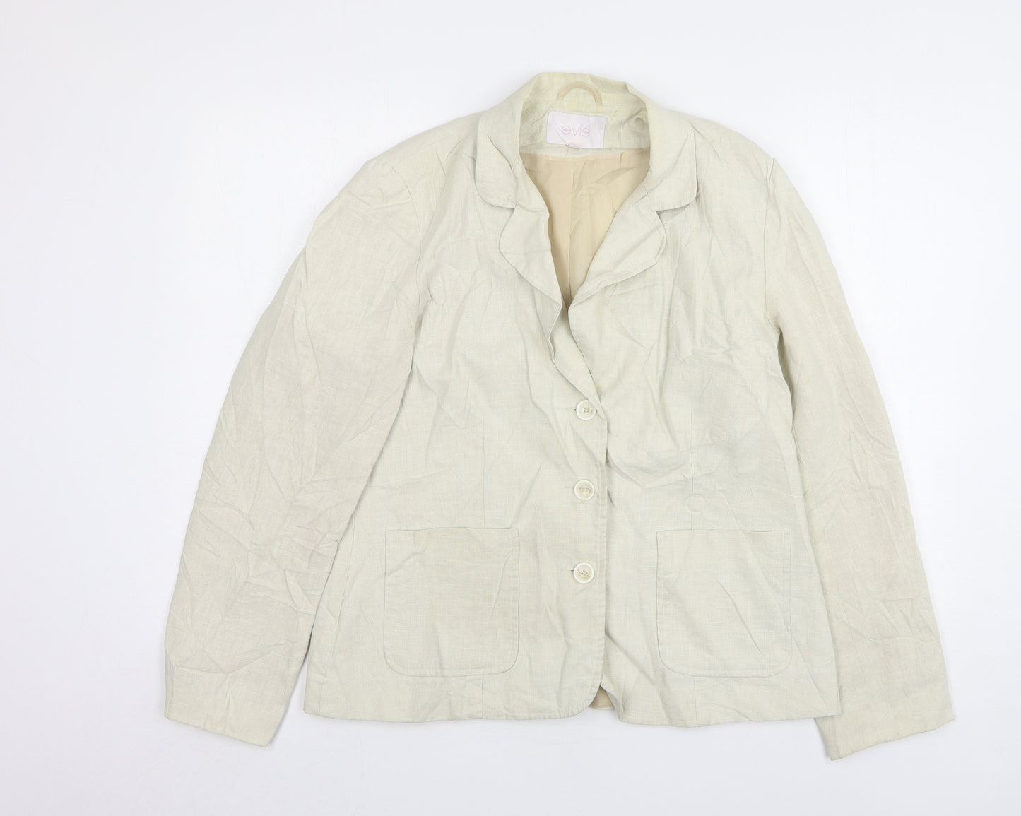 E-vie Womens Beige Ramie Jacket Suit Jacket Size 14