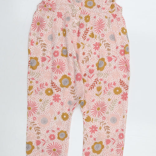 Mothercare Girls Pink Floral 100% Cotton Jumpsuit One-Piece Size 4-5 Years Button