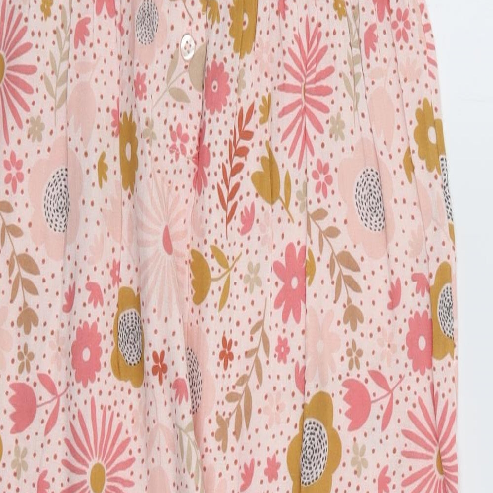 Mothercare Girls Pink Floral 100% Cotton Jumpsuit One-Piece Size 4-5 Years Button