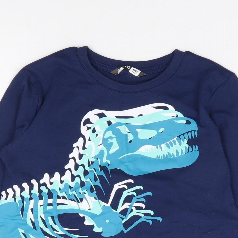 Pep & Co Boys Blue 100% Cotton Jersey T-Shirt Size 4-5 Years Crew Neck Pullover - Dinosaur