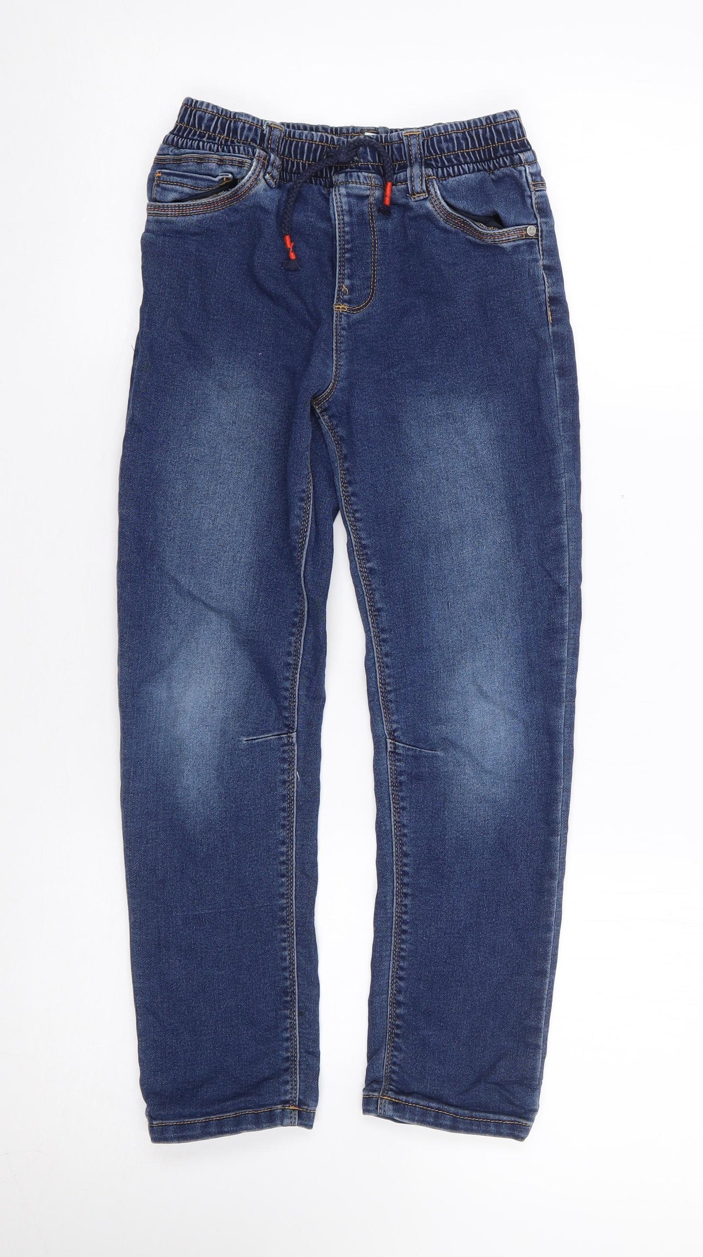 Dunnes Boys Blue Cotton Skinny Jeans Size 9 Years L22 in Regular Drawstring