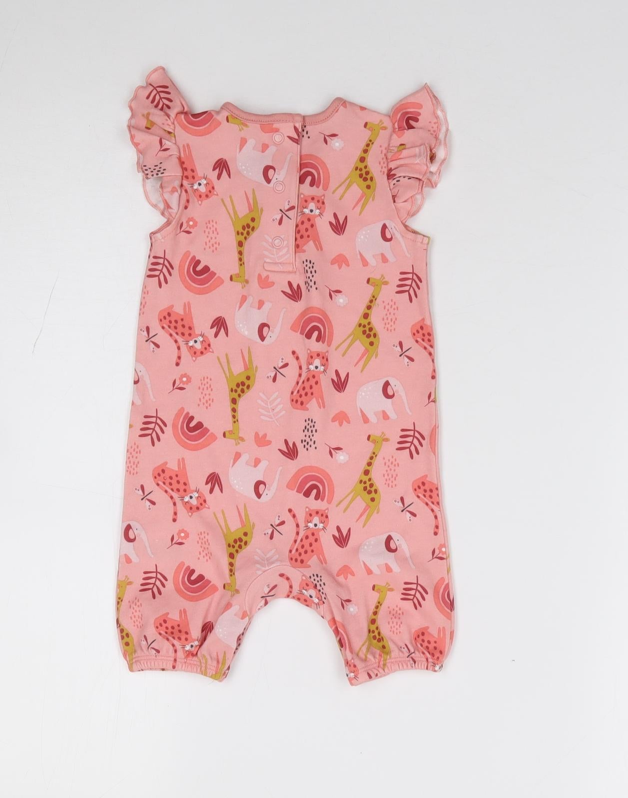 Matalan Girls Pink Geometric 100% Cotton Babygrow One-Piece Size 3-6 Months Snap