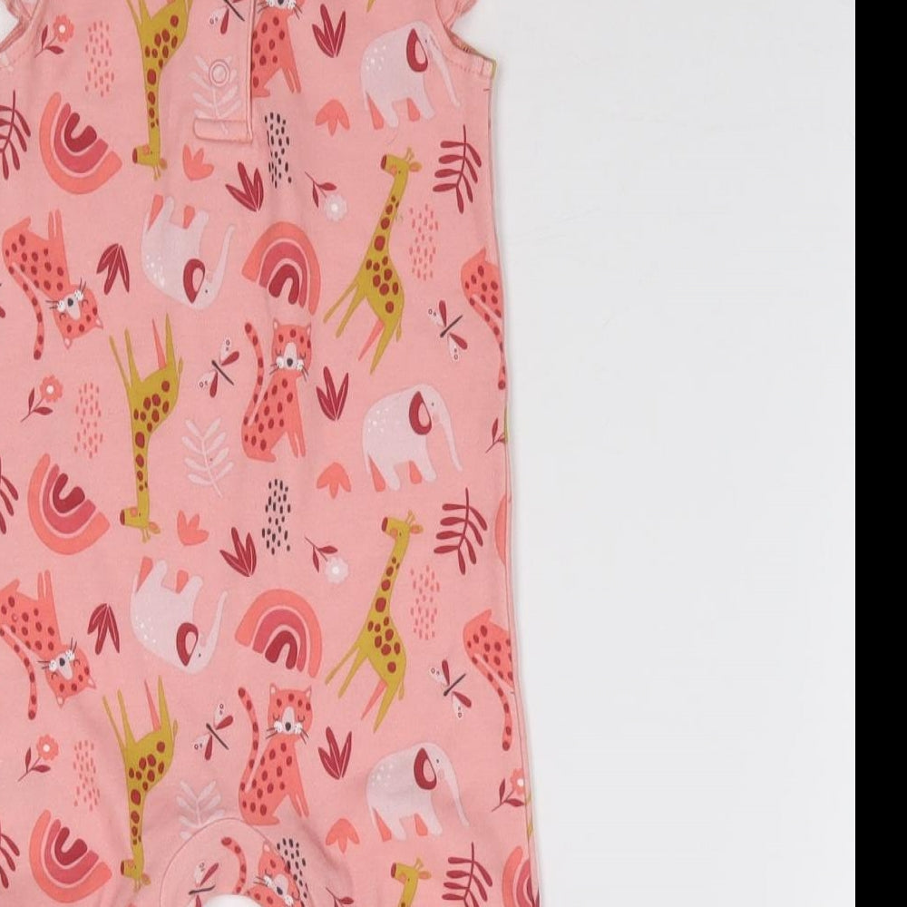Matalan Girls Pink Geometric 100% Cotton Babygrow One-Piece Size 3-6 Months Snap