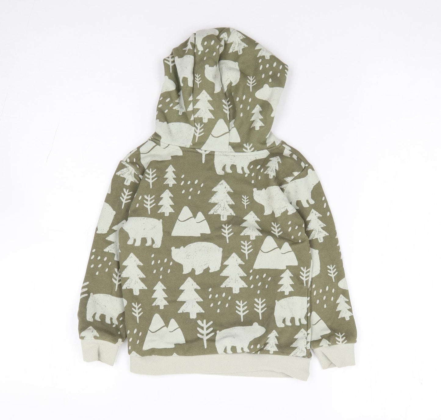 Dunnes Boys Green Geometric Cotton Pullover Hoodie Size 2-3 Years Pullover
