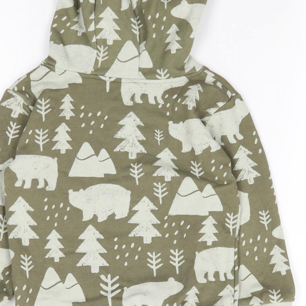 Dunnes Boys Green Geometric Cotton Pullover Hoodie Size 2-3 Years Pullover