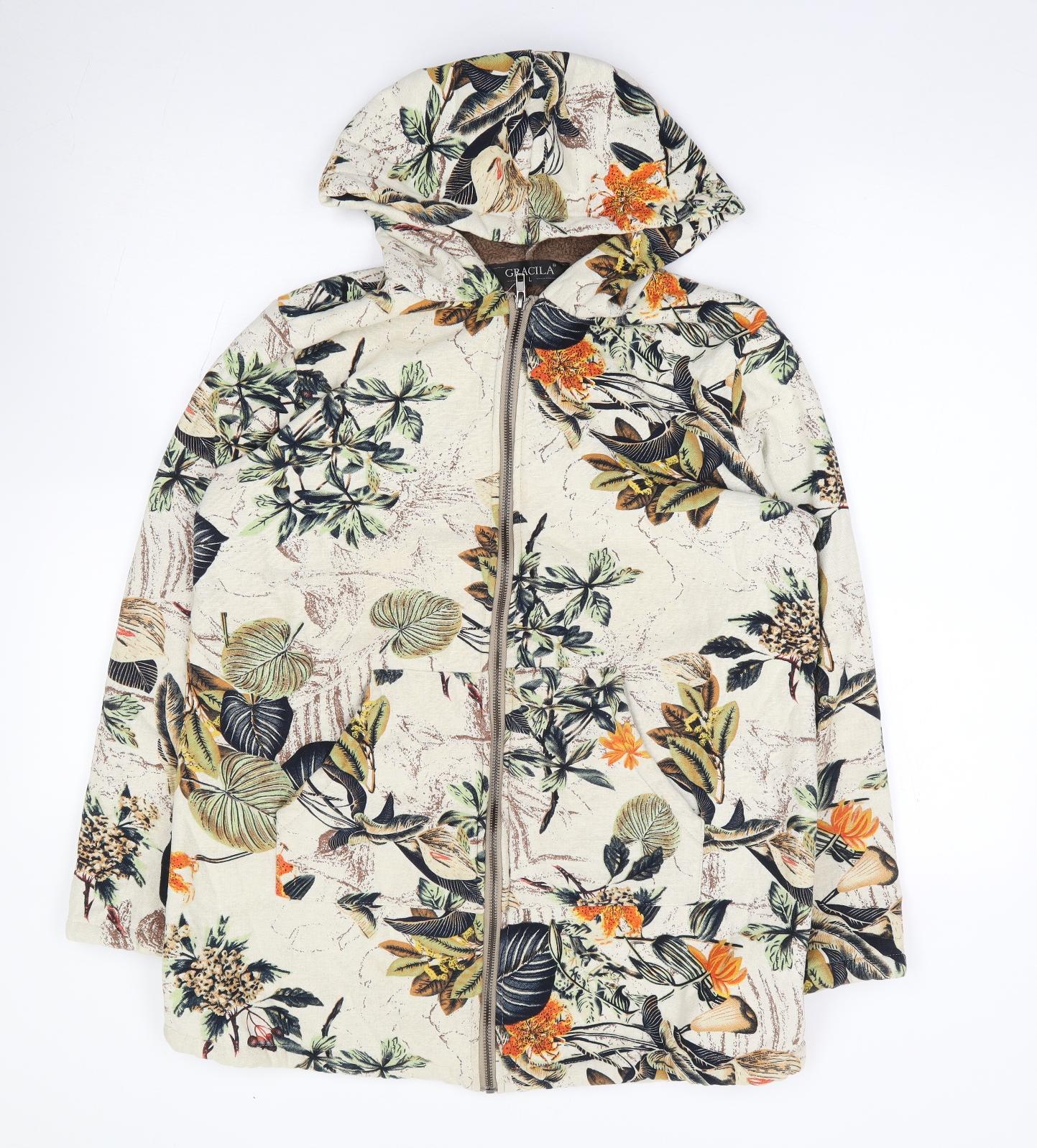 Gracila Womens Multicoloured Geometric 100% Cotton Full Zip Hoodie Size L Zip