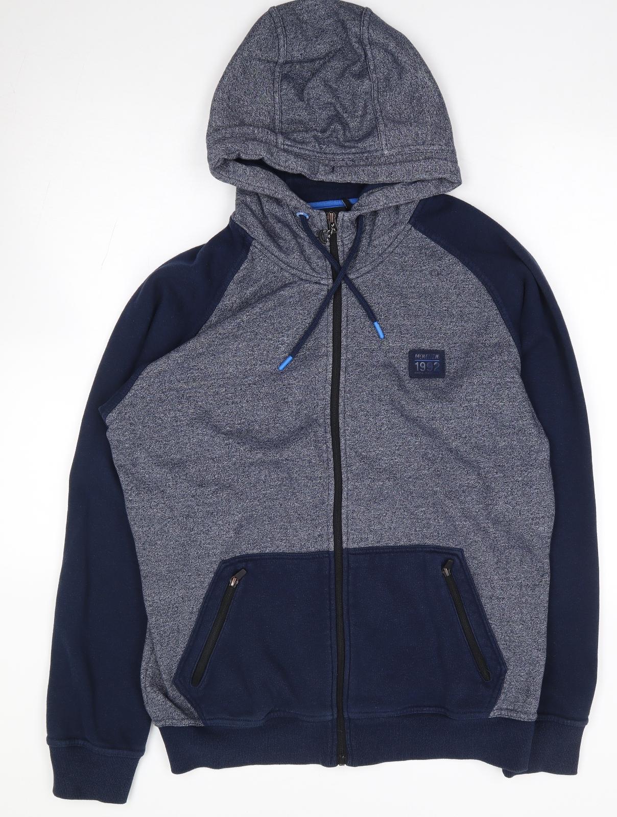McKenzie Mens Blue Polyester Full Zip Hoodie Size L