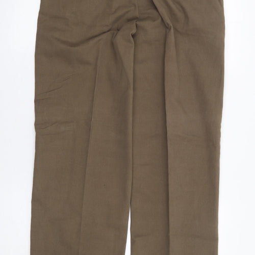 TU Mens Green Cotton Chino Trousers Size 32 L30 in Regular Zip