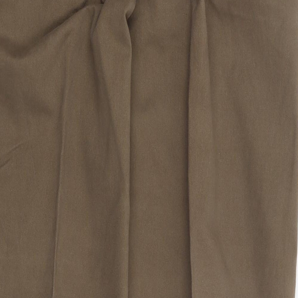 TU Mens Green Cotton Chino Trousers Size 32 L30 in Regular Zip