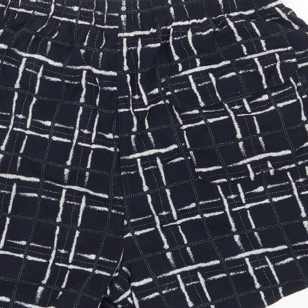 Marks and Spencer Mens Blue Geometric Nylon Sweat Shorts Size S L7 in Regular Drawstring - Swim Short
