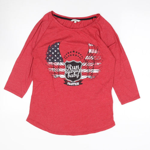 Clockhouse Womens Red Cotton Jersey T-Shirt Size L Round Neck