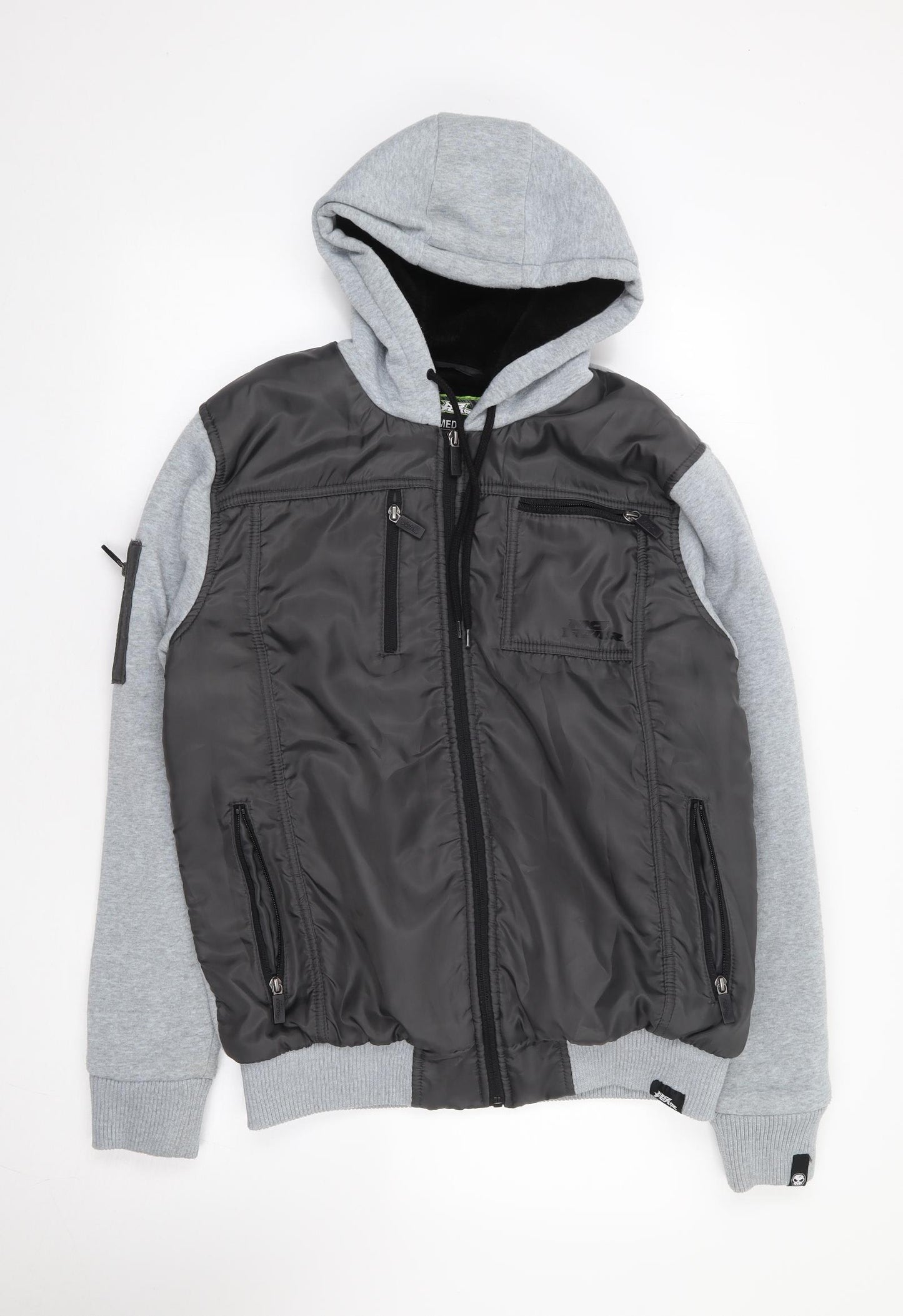 No Fear Mens Black Polyester Full Zip Hoodie Size M