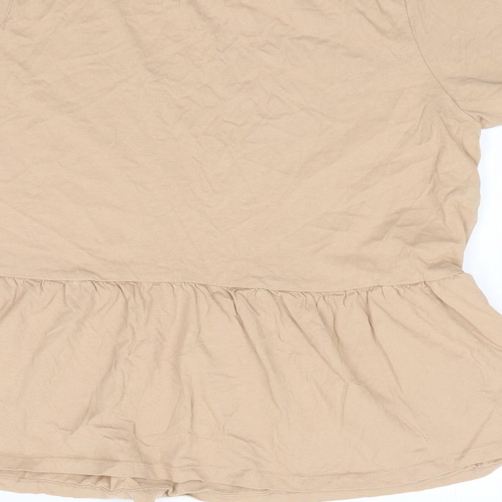 Pep & Co Womens Beige 100% Cotton Jersey T-Shirt Size 16 Round Neck