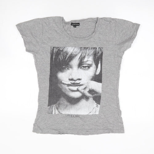 Chemistry Womens Grey 100% Cotton Jersey T-Shirt Size L Crew Neck