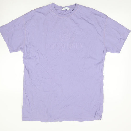 Primark Womens Purple 100% Cotton Tunic T-Shirt Size S Crew Neck