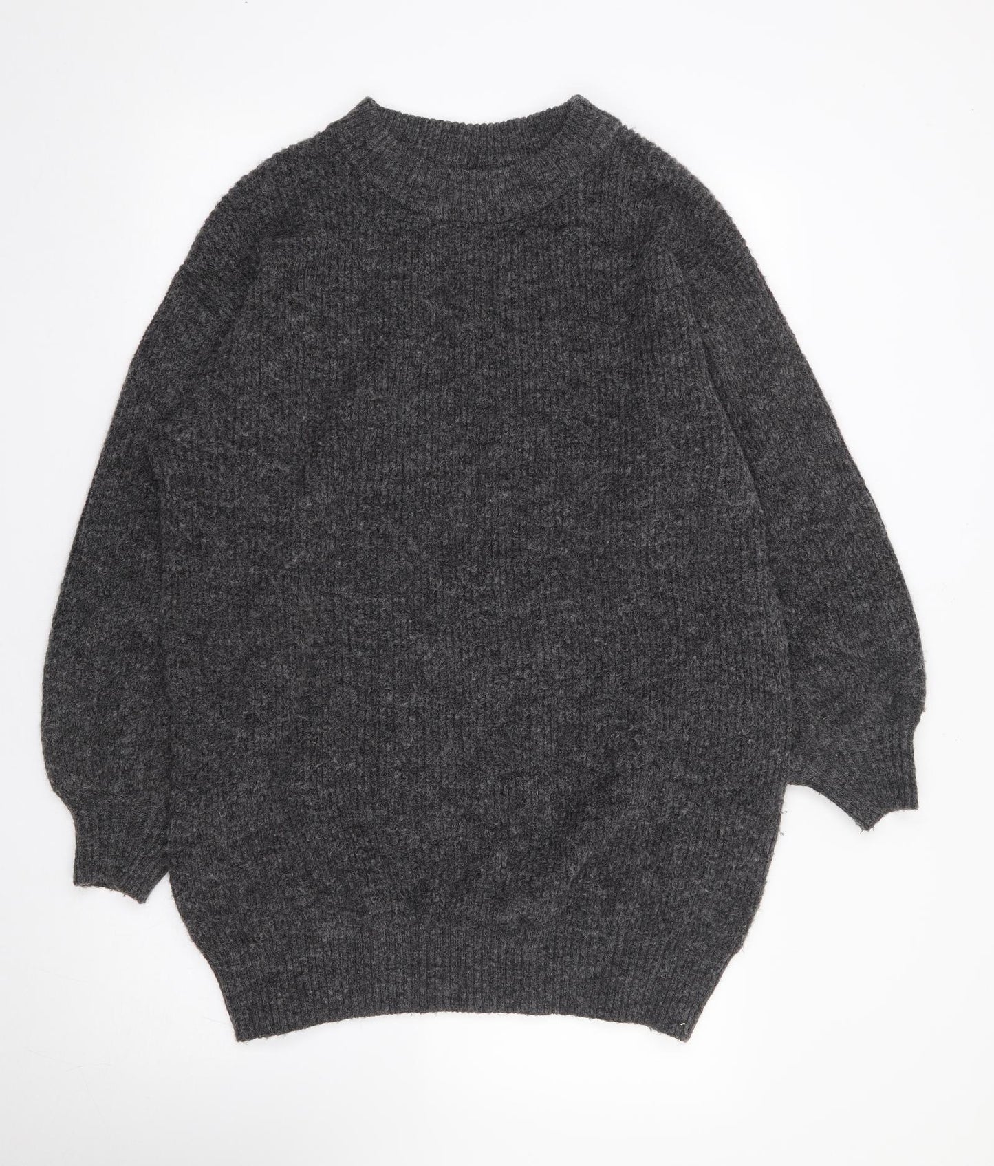 H&M Womens Grey Crew Neck Polyester Tunic Jumper Size M