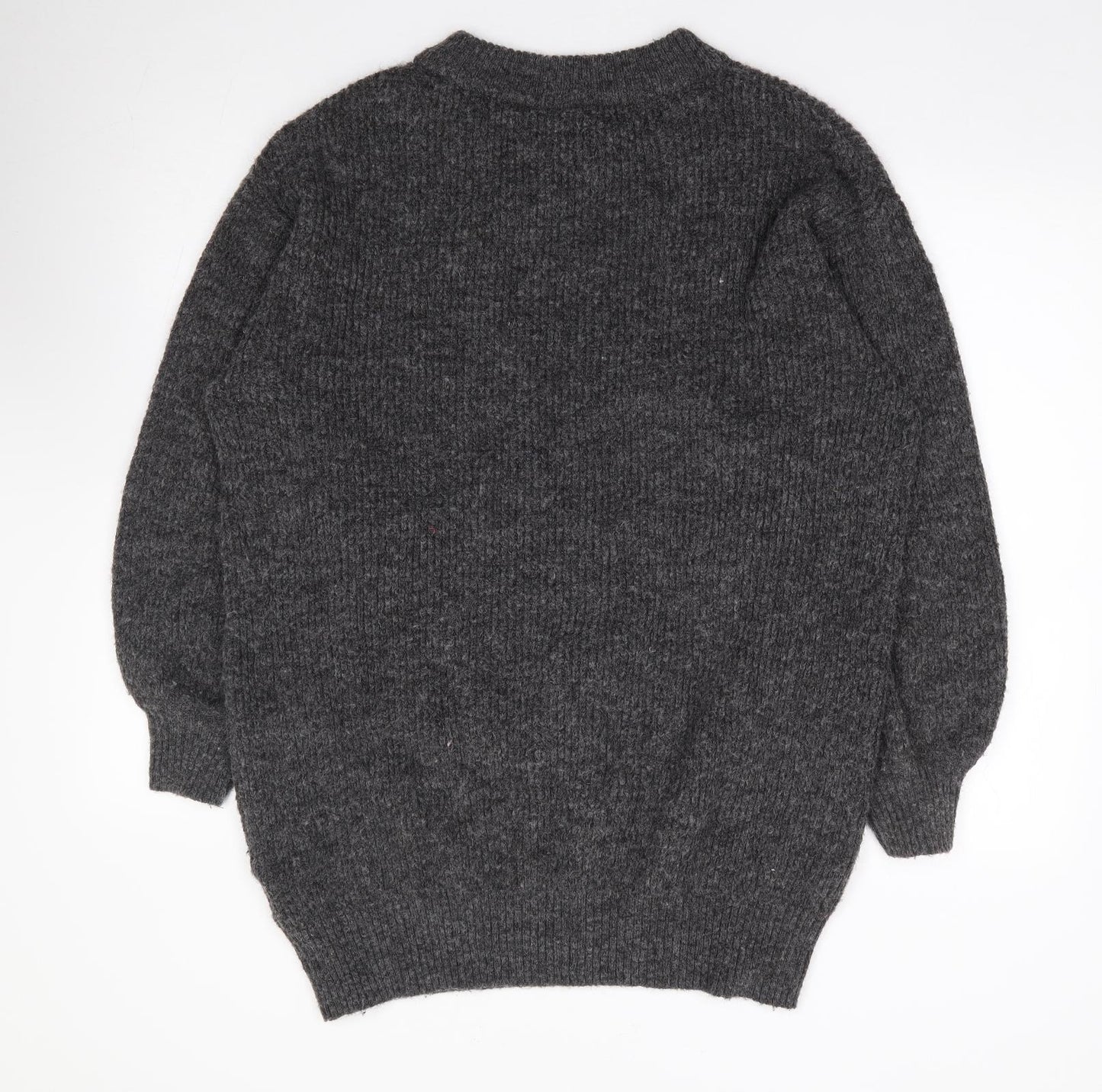 H&M Womens Grey Crew Neck Polyester Tunic Jumper Size M