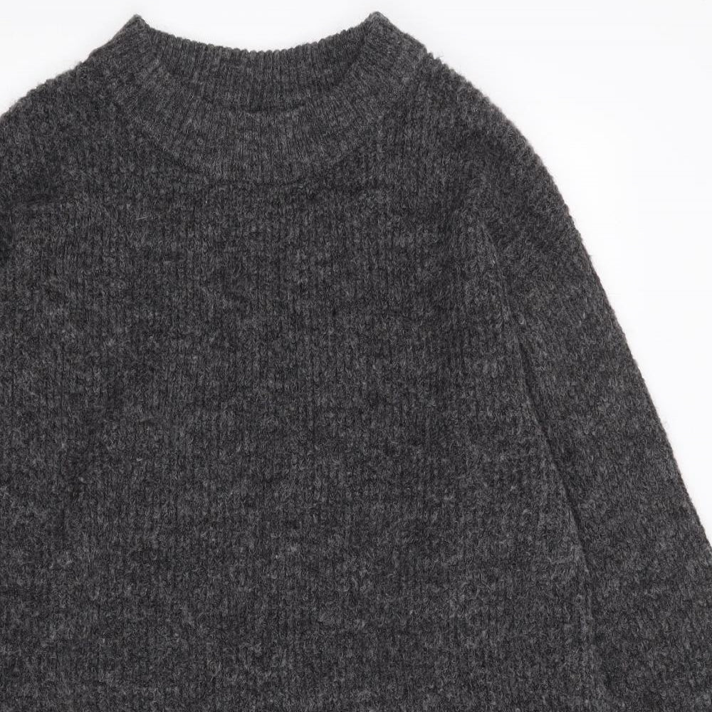 H&M Womens Grey Crew Neck Polyester Tunic Jumper Size M