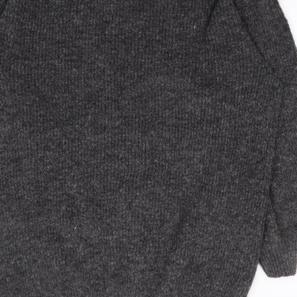 H&M Womens Grey Crew Neck Polyester Tunic Jumper Size M