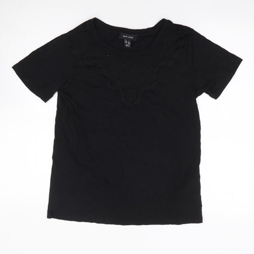 New Look Womens Black Modal Jersey T-Shirt Size 10 Round Neck