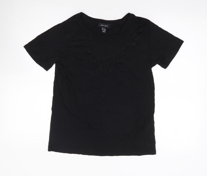 New Look Womens Black Modal Jersey T-Shirt Size 10 Round Neck