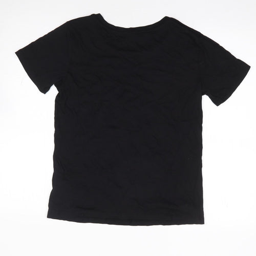 New Look Womens Black Modal Jersey T-Shirt Size 10 Round Neck