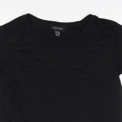New Look Womens Black Modal Jersey T-Shirt Size 10 Round Neck
