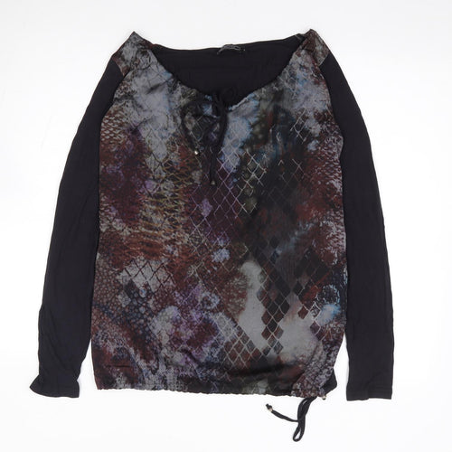 Geisha Womens Multicoloured Geometric Polyester Jersey Blouse Size S Scoop Neck