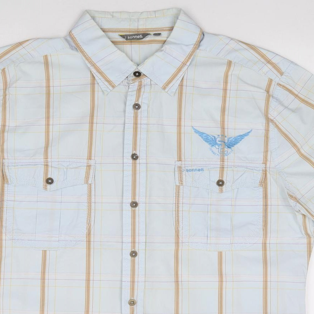 Sonneti Mens Multicoloured Check Cotton Button-Up Size XL Collared Button