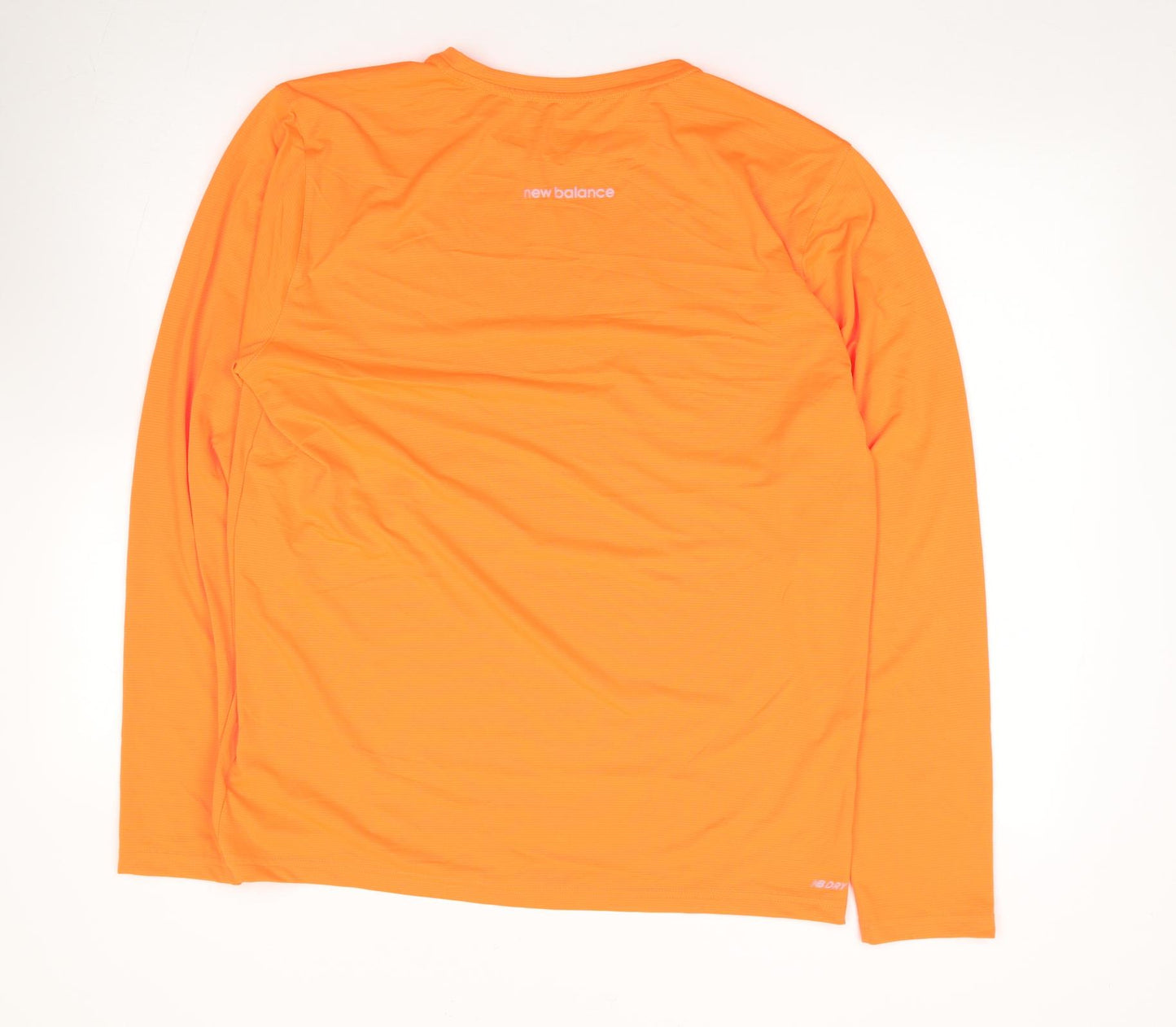 New Balance Mens Orange Polyester Jersey T-Shirt Size L Round Neck Pullover